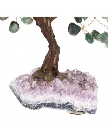Petit arbre en quartz vert avec base...