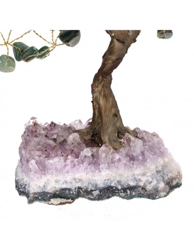 Petit arbre en quartz vert avec base...