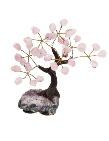 Mini Arbre en Quartz Rose avec Base...