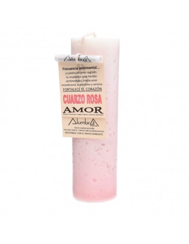 Vela Artesanal con Cuarzo Rosa - Amor