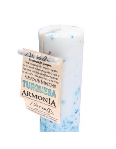 Vela Artesanal con Turquesa - Armonía