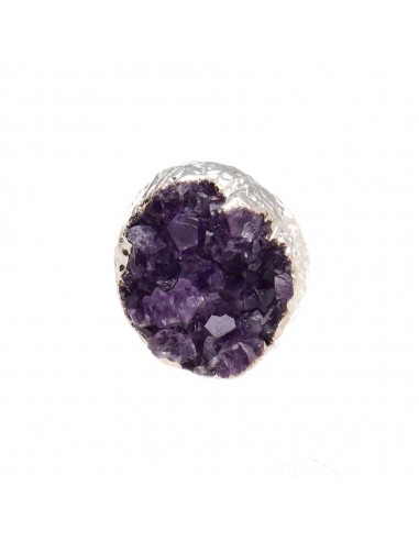 Amethyst Druse Ring in Silver Plating