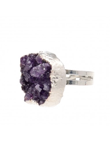 Amethyst Druse Ring in Silver Plating