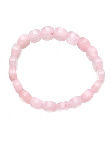 Pulseira Oval Facetada de Quartzo Rosa