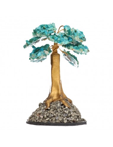 Mini Chrysocolla Tree with Pyrite Base