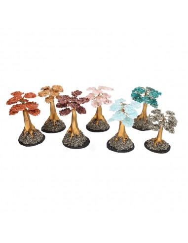 Mini arbre en opale rose avec base en...