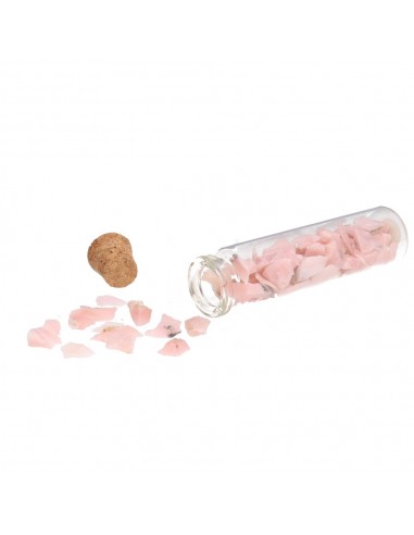 Bocal en verre avec copeaux d'opale rose