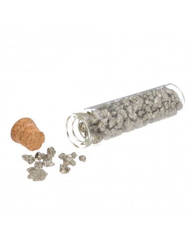 Frasco de Cristal con Chips de Pirita