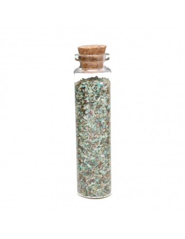 Crystal Flask with Chrysocolla Chips