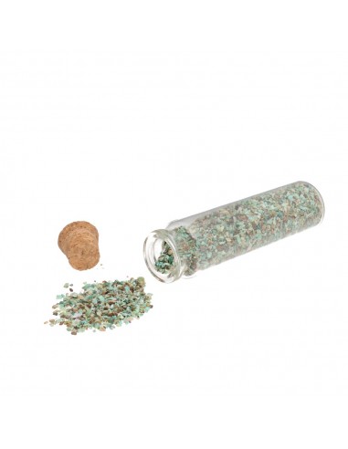 Crystal Flask with Chrysocolla Chips