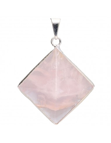 Rose Quartz Pyramid Pendant with...