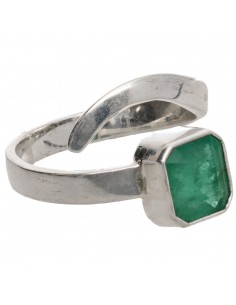 Faceted Emerald Ring in 925... 2