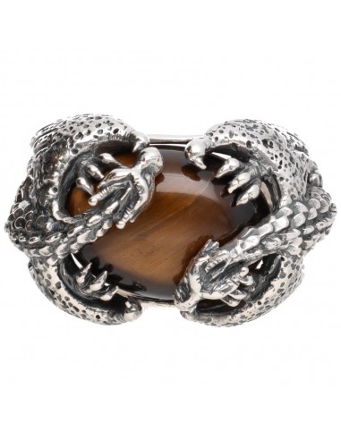 Bague en argent 925 Œil de Tigre Dragons