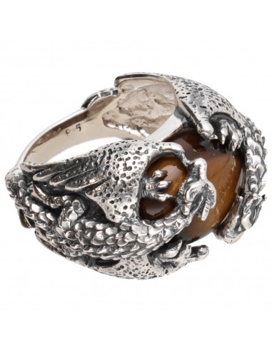 Bague en argent 925 Œil de Tigre Dragons
