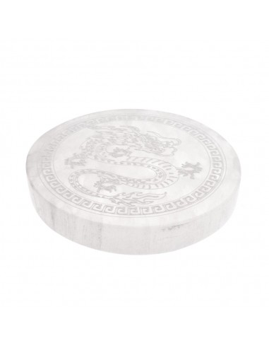Placa circular de selenite dragão