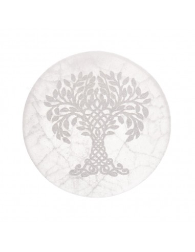 Circular Selenite Tree of Life Plaque