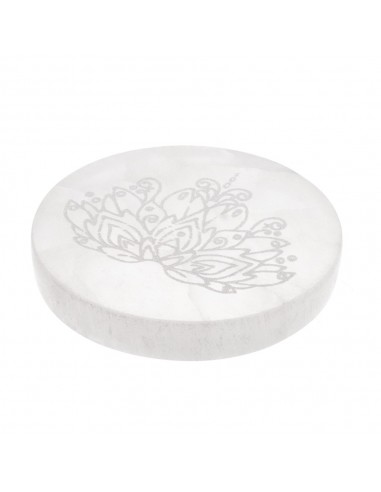 Placa Circular de Selenita Flor de Loto