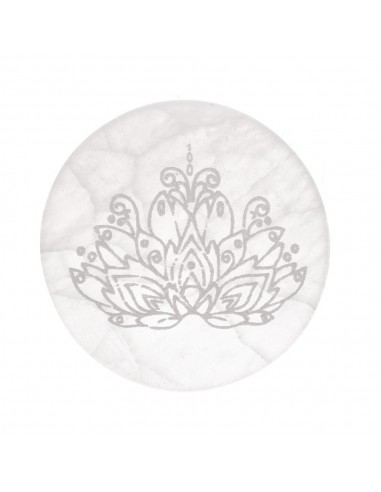 Placa circular de selenite com flor...