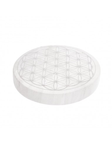 Placa circular de selenite Flor da Vida