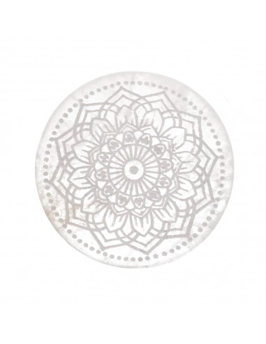Circular Selenite Mandala Plaque