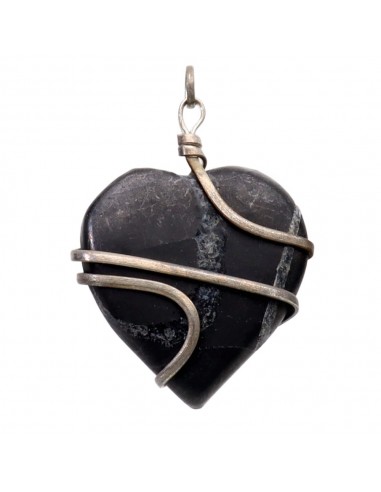 Silver Plated Shungite Heart Pendant