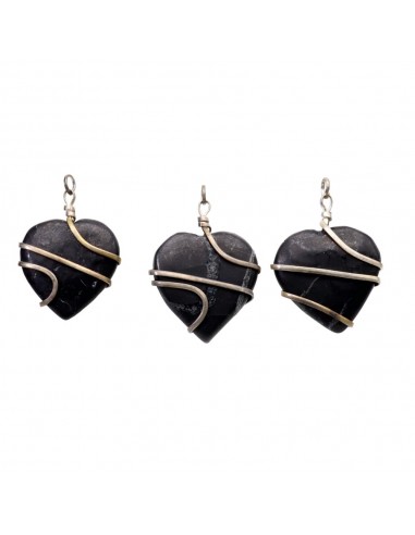 Pendentif coeur en shungite plaqué...