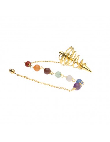 Péndulo Espiral de Bronce con Chakras...