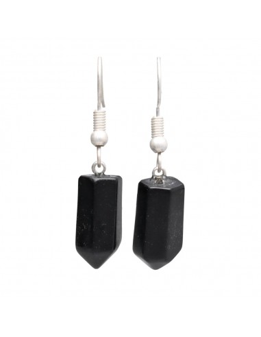 Silver Plated Obsidian Point Earrings