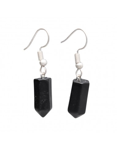 Silver Plated Obsidian Point Earrings