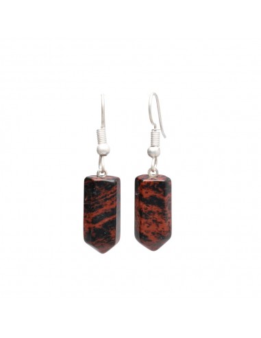 Silver Plated Mahogany Obsidian Earrings