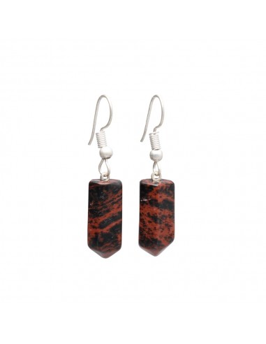 Silver Plated Mahogany Obsidian Earrings