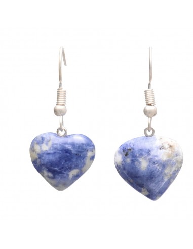 Silver Plated Sodalite Heart Earrings