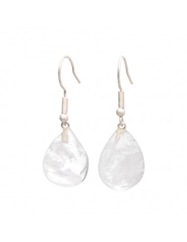 Silver Plated White Quartz Drop Earrings