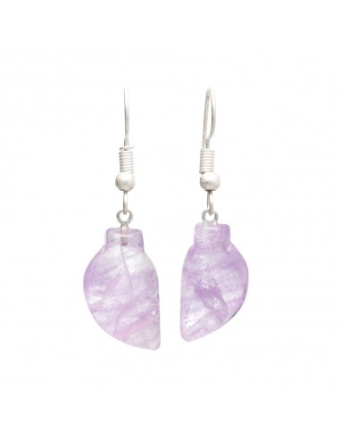Silver Plated Amethyst Leaf Earrings
