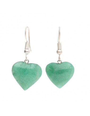 Aventurine Heart Earrings in Silver...