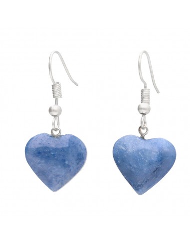Silver Plated Blue Quartz Heart Earrings