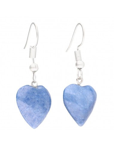 Silver Plated Blue Quartz Heart Earrings