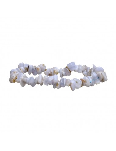Pulseira de chips de calcedónia azul