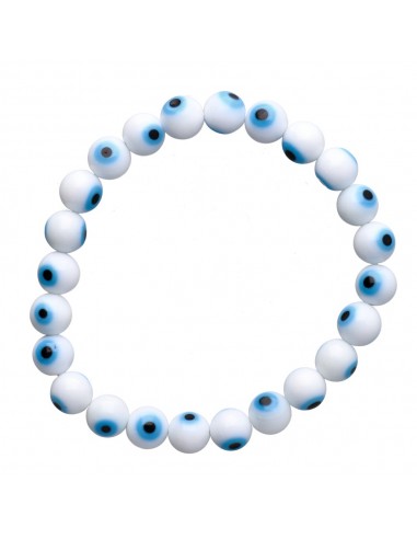Bracelet d'oeil de turc blanc 8mm