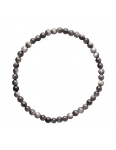 Silver Obsidian Bracelet 4mm 2