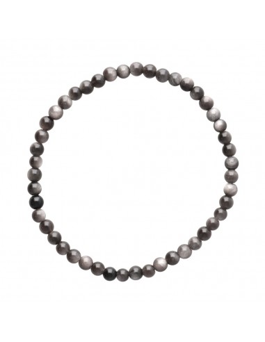 Bracelet d'obsidienne argentée 4mm