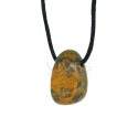 Pendente de jaspe leopardo perfurado com fio e fecho de metal