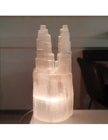 Candeeiro duplo de selenite grande
