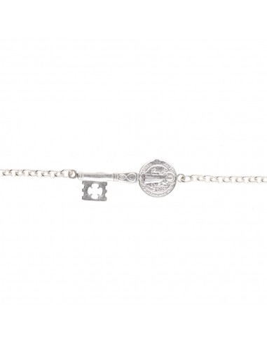 925 Sterling Silver Cut Key Bracelet