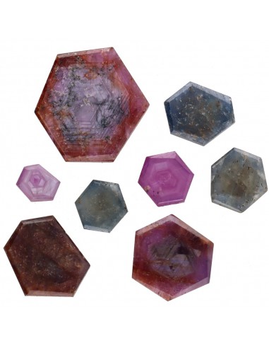 Saphir multicolore poli en plaques