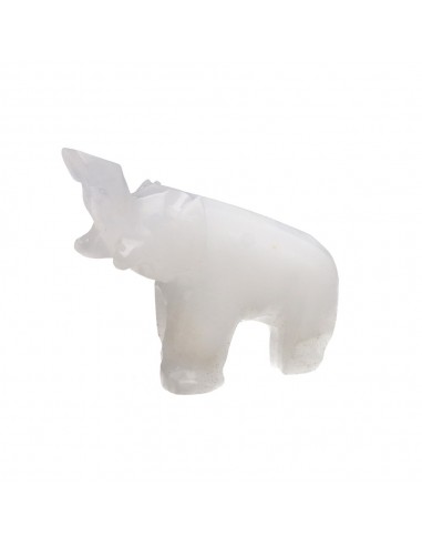White Calcite Large Elephant Family