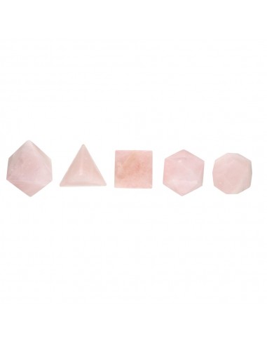 Large Rose Quartz Platonic Shapes Set
