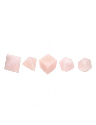 Large Rose Quartz Platonic Shapes Set