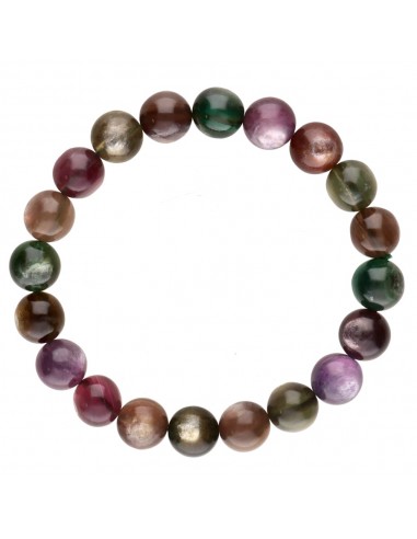 Bracelet en lépidolite multicolore 10mm