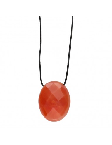 Pendentif cornaline avec corde aléatoire